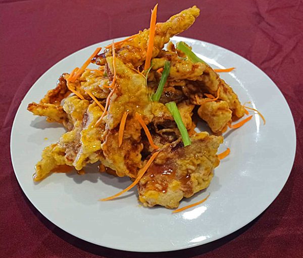 H~4. Crispy sweet and sour pork slices<br>  锅包肉