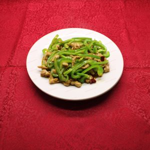 H~12. Fried Pork with green Popper <br> 青椒炒肉